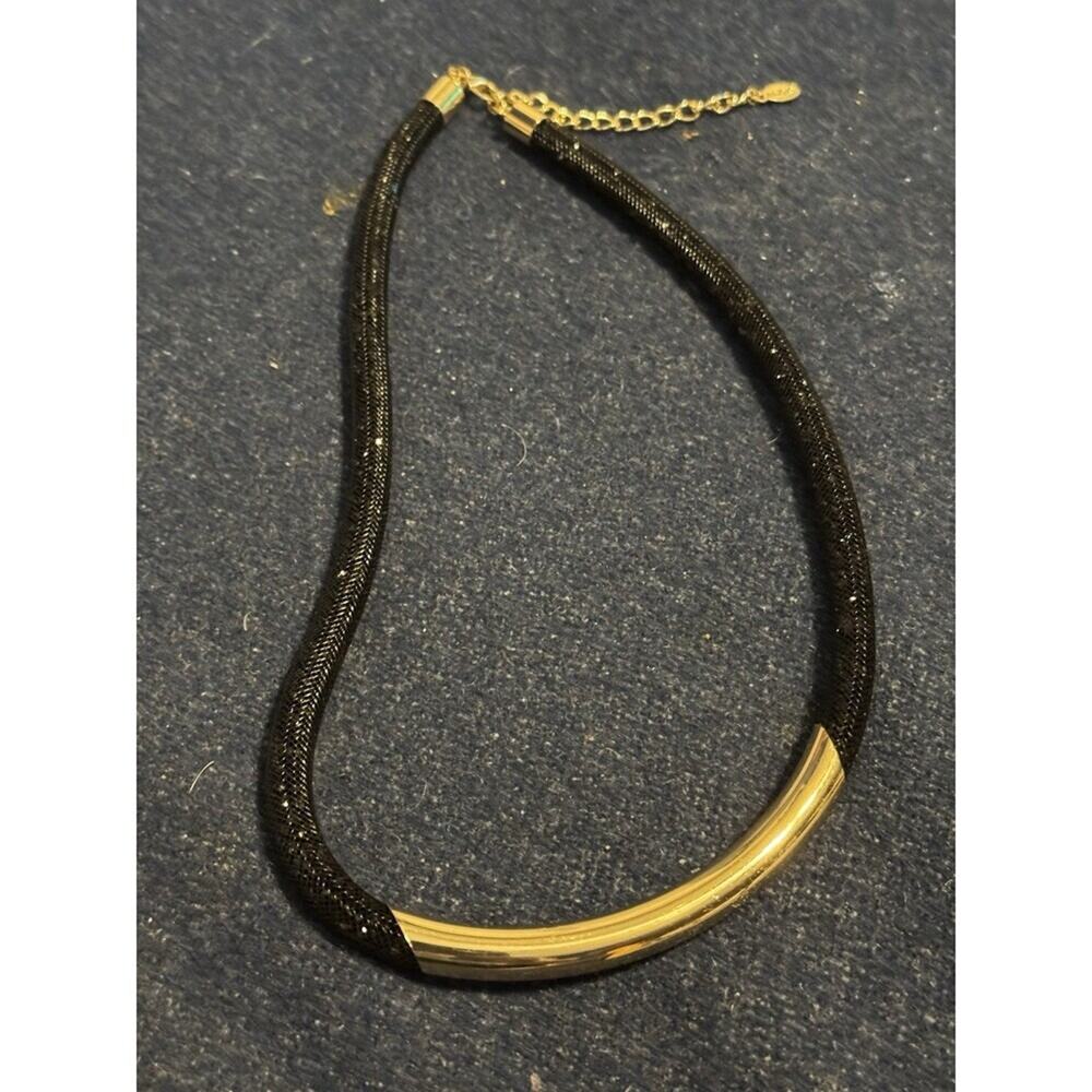 Aldo Black Mesh Sparkle Cord with Gold-Tone Bar 18in 2.5 Extender